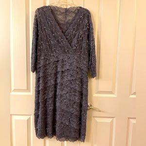 Marina 16w grey sequin lace dress